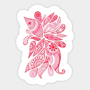 Abstract Zentangle Swirls Design (red on white) Sticker